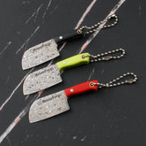 Meteorite Kodiak 2.6'' Mini Butchers - Fashion Damascus Keychain Knife for Everyday Carry & Fruit Cutting|Textured G10 Handle & Ultra-Light (17g)